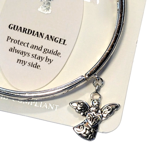 Guardian Angel Stretch Bangle Bracelet with Angel Charm NWT - Picture 3 of 3